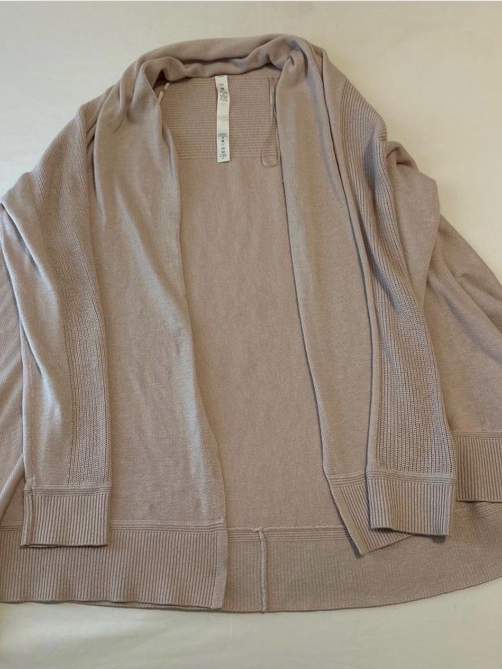 Lululemon pink Light Taupe Open-Front Women’s Cardigan Sweater Sz 6 euc